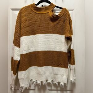Striped Brown and White Women's Sweater